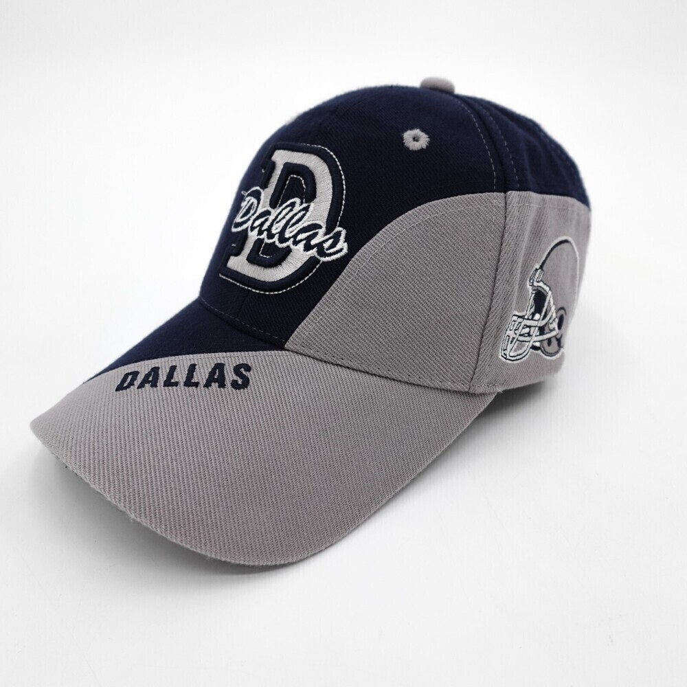 Dallas Cowboys Hat Cap Strap Back Blue Gray Spellout NFL Football Cursive Script